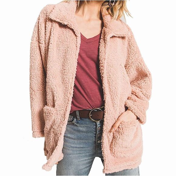 Thread & Supply Women’s Adobe Rose Zip-up Teddy Bear Jacket Size Small - Picture 1 of 8